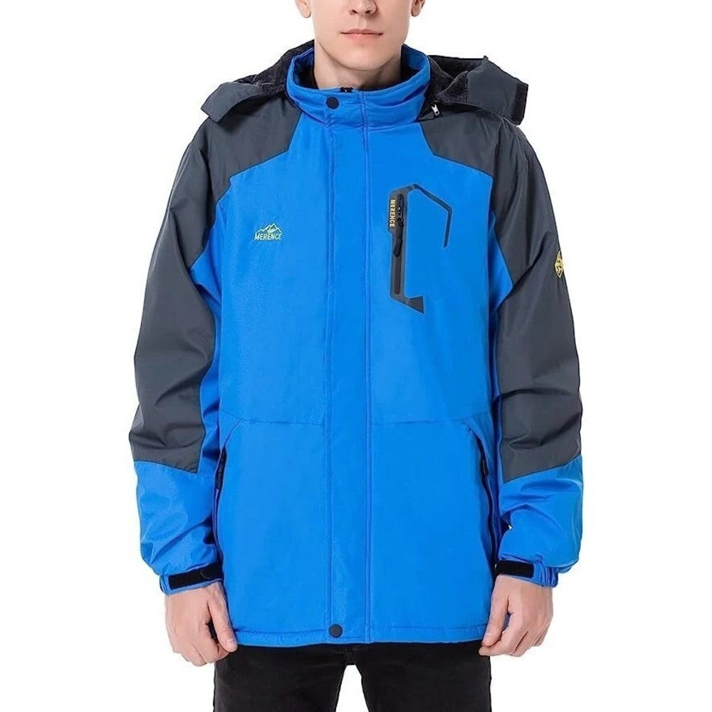 Merence Men's Mountain Ski Jacket Waterproof Windproof Winter Blue Size XL